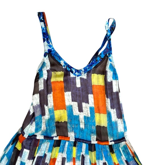 Tracy Reese Multicolor Geometric Midi Dress Sleeveless 100% Silk Size Large - Picture 2 of 9